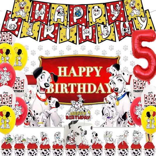 Disney 101 Dalmatians Birthday Party Supplies Cartoon One Hundred and One  Dog Balloon Backgrounds Cake Topper Banner Kids Gifts
