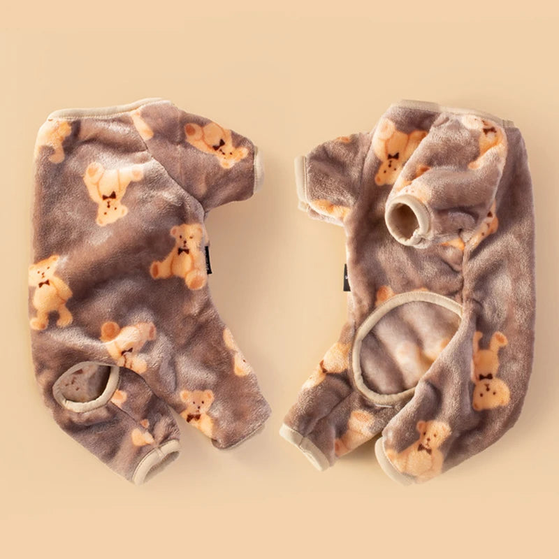 Pet Autumn Winter Pajamas Puppy Cute Bear Jumpsuit Dog Plush Jacket for Small Medium Dogs Cats Clothes Chihuahua Teddy Costumes