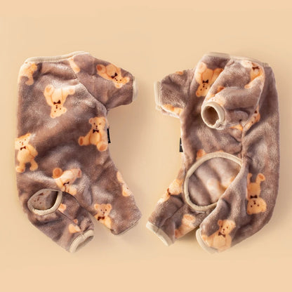 Pet Autumn Winter Pajamas Puppy Cute Bear Jumpsuit Dog Plush Jacket for Small Medium Dogs Cats Clothes Chihuahua Teddy Costumes