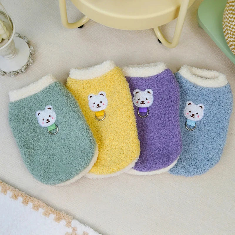 Winter Warm Dog Clothes with D-ring Plush Dog Coat for Small Medium Dogs Soft Puppy Clothes Chihuahua Yorkie Clothing Pet Supply