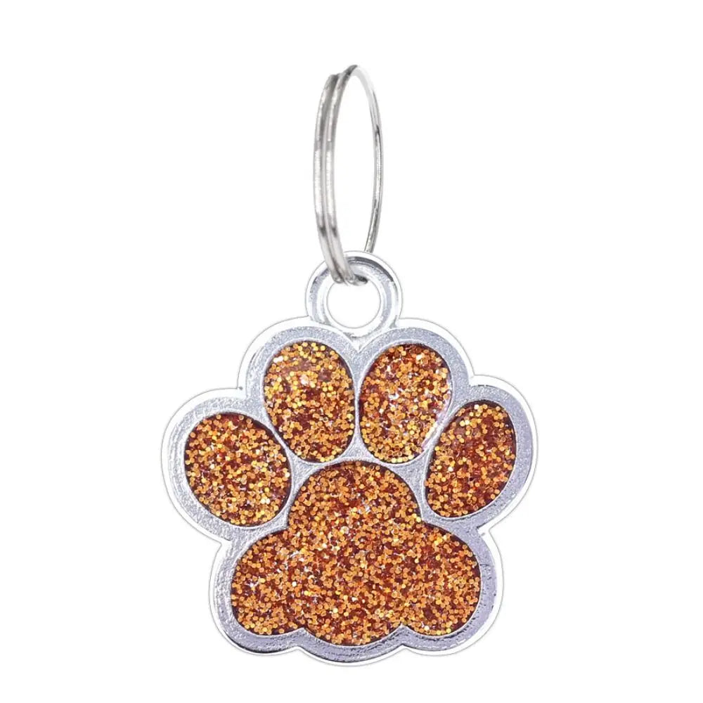 Cat Dog Paw Print Dog Cat Tags Personalized Anti-Lost Pet Glitter Pendant Exquisite with Hook Pet Collar Tag Pendant Kitten