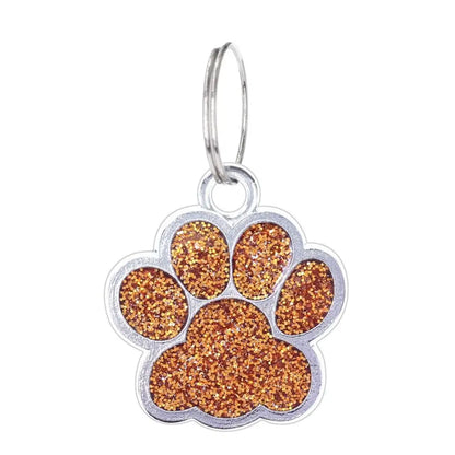 Cat Dog Paw Print Dog Cat Tags Personalized Anti-Lost Pet Glitter Pendant Exquisite with Hook Pet Collar Tag Pendant Kitten