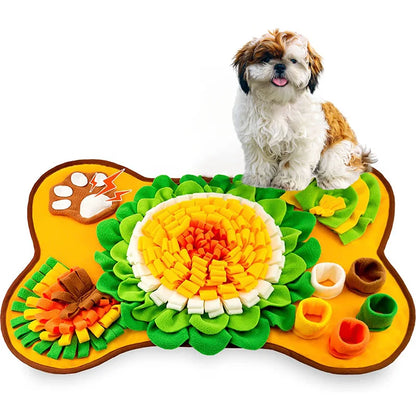 the SNIFFLE MAT - Interactive Dog Snuffle Mat for Small/Medium Dogs, Soft Durable Fleece with Squeaky Toy, Slow Feeding Anti-Anxiety, Machine Wash