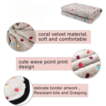 3PCS Soft Fluffy Pet Blanket Cute Dot Pattern Cozy Warm Blanket Cat Dogs Bed Small Large Dogs Mat Cover Pet Supplies Dog clothes