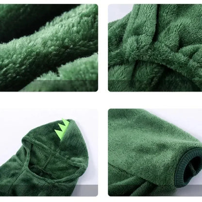 Pet Dog Clothes Dinosaur Shape Warm Fleece Jumpsuits for Small Medium Dogs Puppy Hoodies Chihuahua Yorkshire Costume Coats