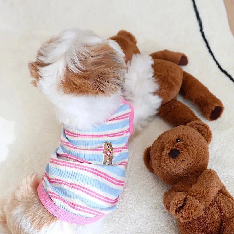 Striped Pet Dog Vest Breathable Dog Clothes Chihuahua Yorkie Clothing  for Small Medium Dogs Cute Puppy T-shirt Pet Supplies