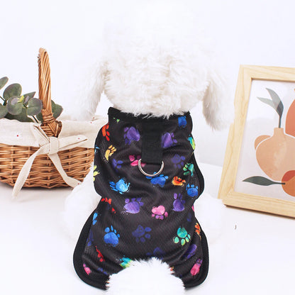 Summer Dog Vest Cute footprint print Breathable Thin T-Shirt for Small Medium Dog Fashion Chihuahua Yorkshire Vest Pet Clothes
