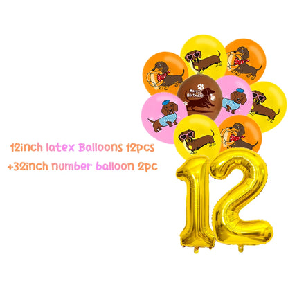 Cute Dachshund Theme Birthday Party Decorations Lovely Puppy Backdrop Cake Insert Banner Balloon Baby Shower Supplies Child Gift