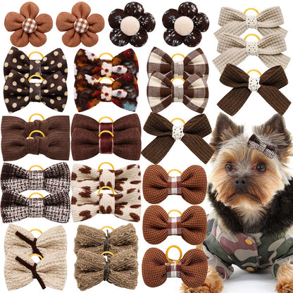 10PCS Dog Hair Bows Rubber Bands Pet Small Dog Cat Bowknot Cute Dogs Bows For Dogs Grooming Pet Accessories For Small Dogs