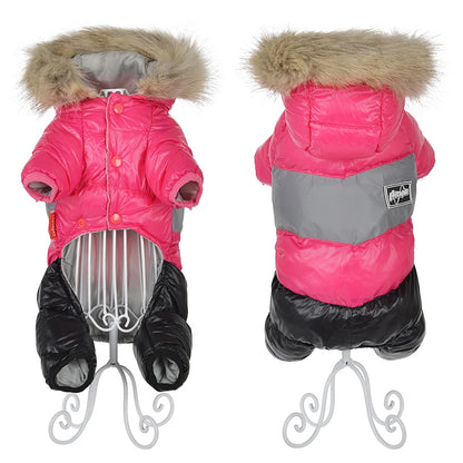 Winter Warm Dog Clothes For Small Dogs Chihuahua Waterproof Hooded Puppy Down Jacket French Bulldog Hoodies Jumpsuit Overalls