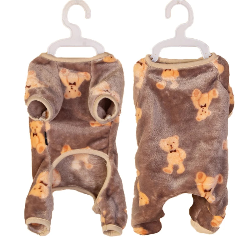 Pet Autumn Winter Pajamas Puppy Cute Bear Jumpsuit Dog Plush Jacket for Small Medium Dogs Cats Clothes Chihuahua Teddy Costumes