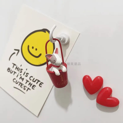 3D Fridge Magnet Puppy Cartoon Cat and Dog Refrigerator Stickers  Anti-theft Entrance Door Decorative Magnetic Creative Message