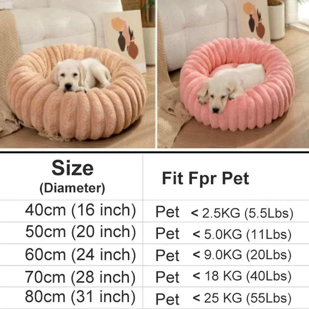 Winter Pet Kennel Round Rabbit Plush Padded Soft, Comfortable and Warm Fashion Solid Color Cat and Dog Mattress Pet Pad
