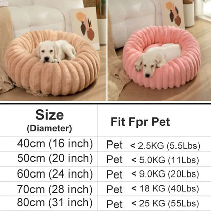 Winter Pet Kennel Round Rabbit Plush Padded Soft, Comfortable and Warm Fashion Solid Color Cat and Dog Mattress Pet Pad
