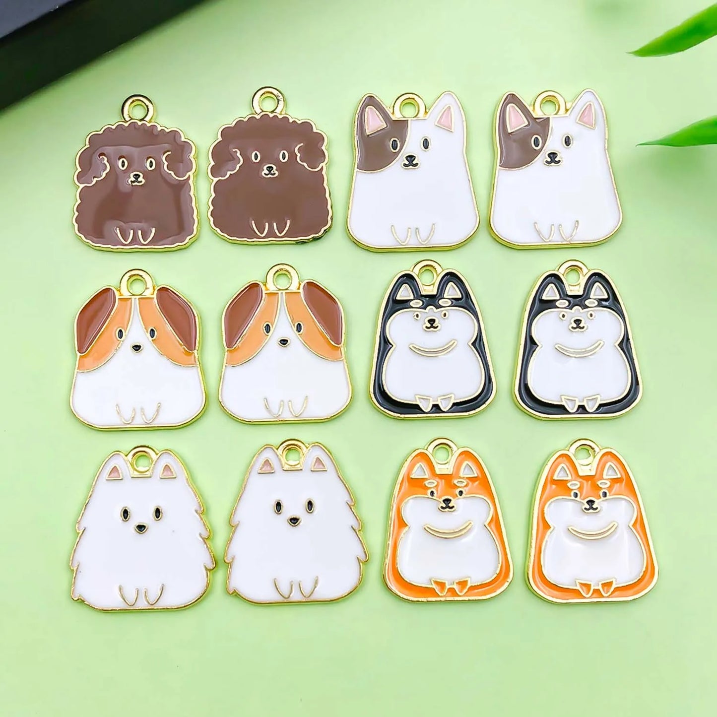 10/12pcs Enamel Cute Cartoon Dog Charms Alloy Animal Pendants for DIY Bracelet Necklace Earrings Jewelry Making Accessories