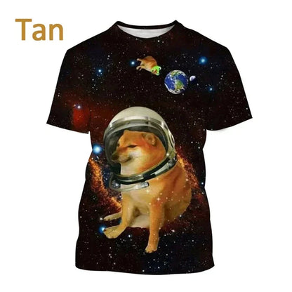 the GALAXY SPACE DOGS - Astronaut Dog Dogecoin Graphic T-Shirt for Men, Clothing Fashion Meme Cheems Fan T-Shirt, Casual 3D Shiba Inu Printing Tee Tops
