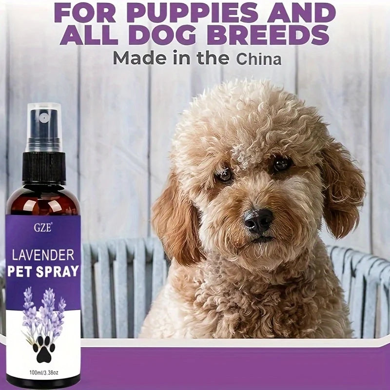 the LAVENDER PET SPRAY - Lavender Cat and Dog Repellent Spray - Natural Pet Repellent for Indoor and Outdoor Use - Long Lasting Formula for Training