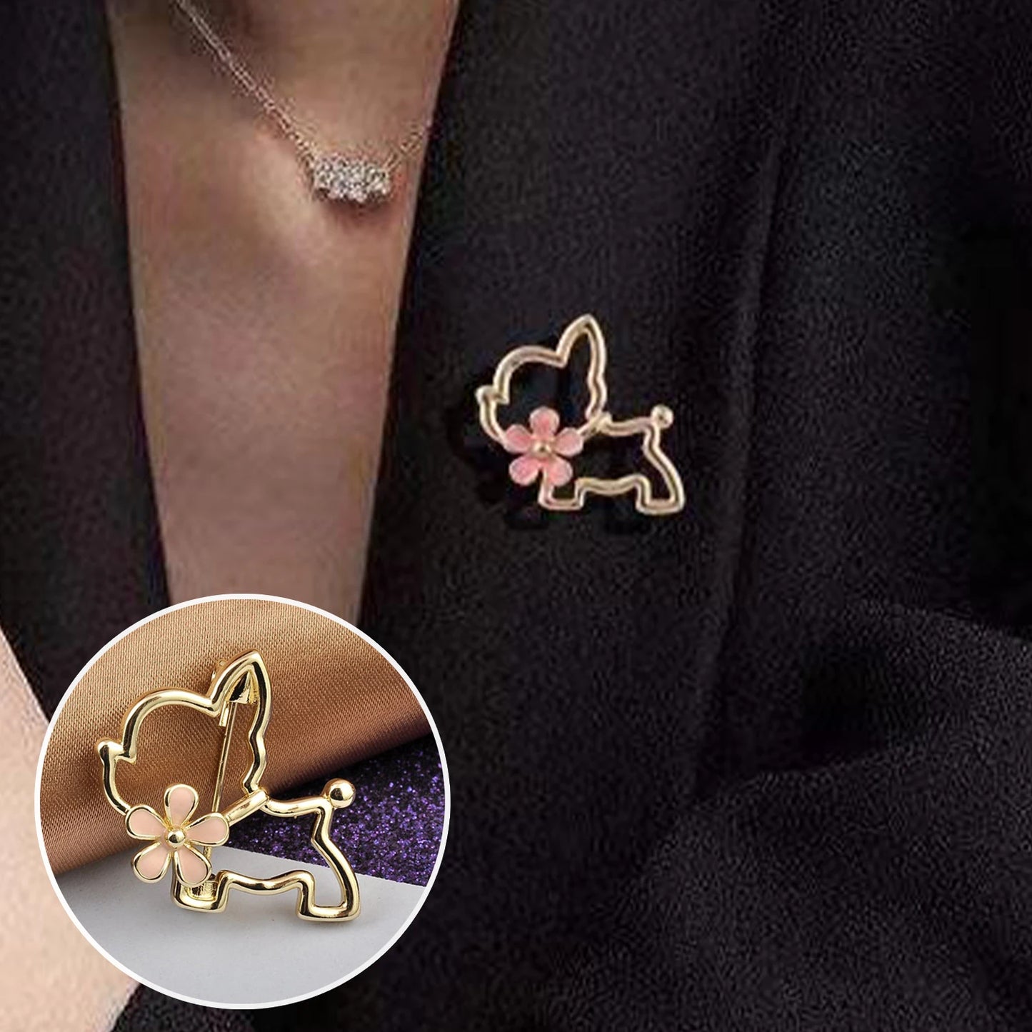 Hollow Cute Puppy Brooch Cartoon Dog Badge Women's Suit Accessories Neckline Anti-Exposure Buckle Pins Fixed Decoration Jewelry