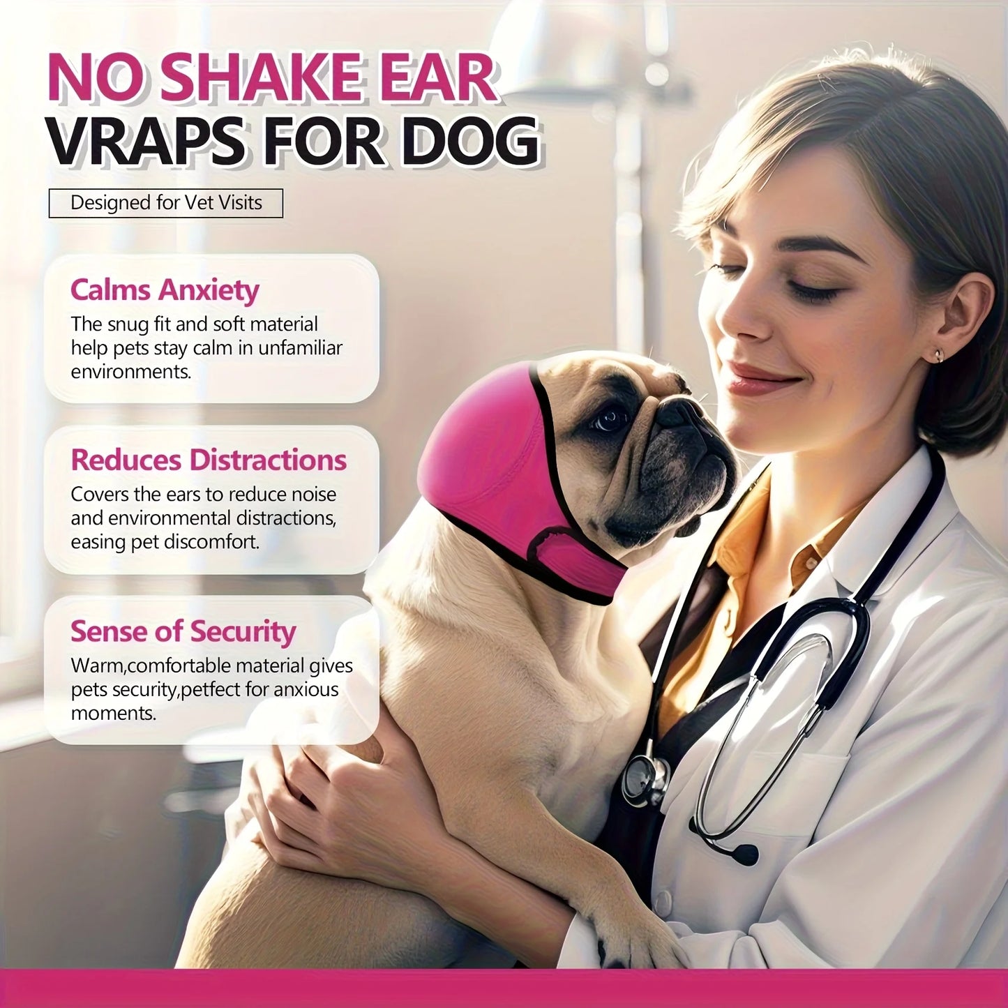 the WAVEGUARD EAR COVER - 1 Dog Swimming Ear Protector - High-Quality Non-Slip Headband Noise-Canceling Earmuffs, Suitable for Loud Environments, Beaches, Thunderstorms - Suitable for Dogs of All Sizes - Safe and Comfortable Design, Adjustable Headband
