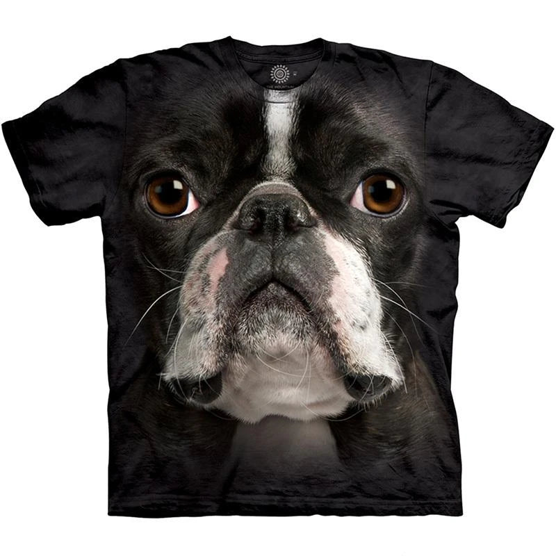 the DOG DAD - Cute Dog Face Graphics T-Shirts, Summer Fashion Short Sleeve Funny 3D Animals Printed T-Shirts, Men's Casual Loose Harajuku Tees