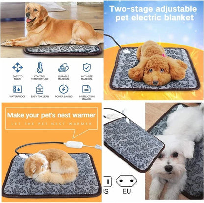 Pet Electric Blanket Winter Warming Pad Cat Dog Heated Nest Waterproof Warmer Power-Off Protection Bite-Resistant Mat Bed Gift