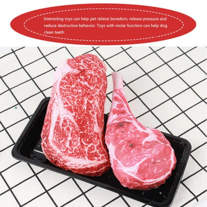 the MEATYMUNCH SQUEAKY - Simulation Steak Pet Chew Sound Dog Toy for Dogs, Bite Resistant Squeaky Puppy/Cat Toys, Pets Products