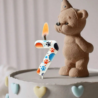 Cute Puppy Paw Print Number Birthday Candles, Suitable For Cake Decorations, Birthday Celebrations, Anniversary Commemorations