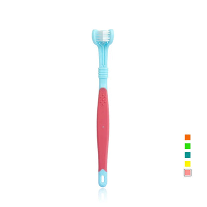 Three Sided Pet Toothbrush Three-Head Multi-angle Toothbrush Cleaning Dog Cat Brush Bad Breath Teeth Care Tool
