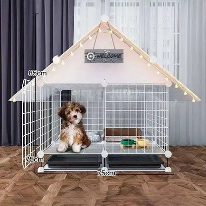 the BANGKOK BARKER - Fences Simple Kennel, Iron Teddy Living Room, Creative Doghouses, Pet Indoor Balcony Home, Pomeranian Puppy Courtyard Pet Cage