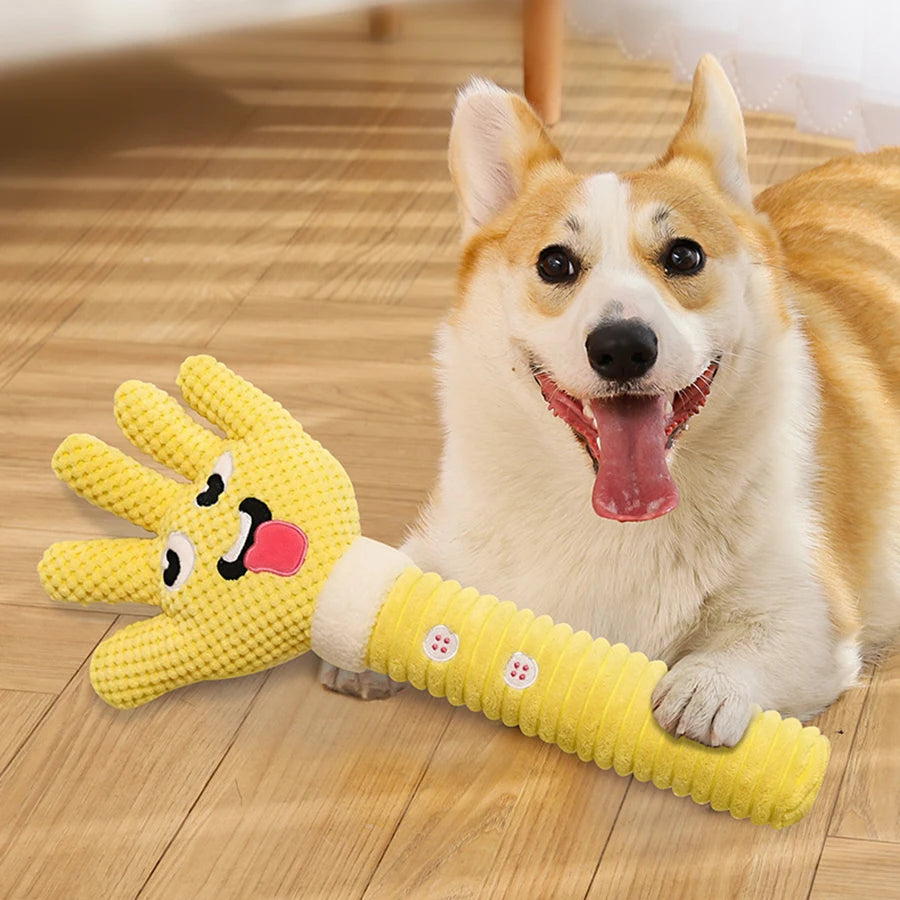 Dog Teething Plush Pet Teething Toys Palm-Shaped Squeaky Plush Chewing Toy Pet Supplies Bite Resistant Cute Plush Squeaky Dog To