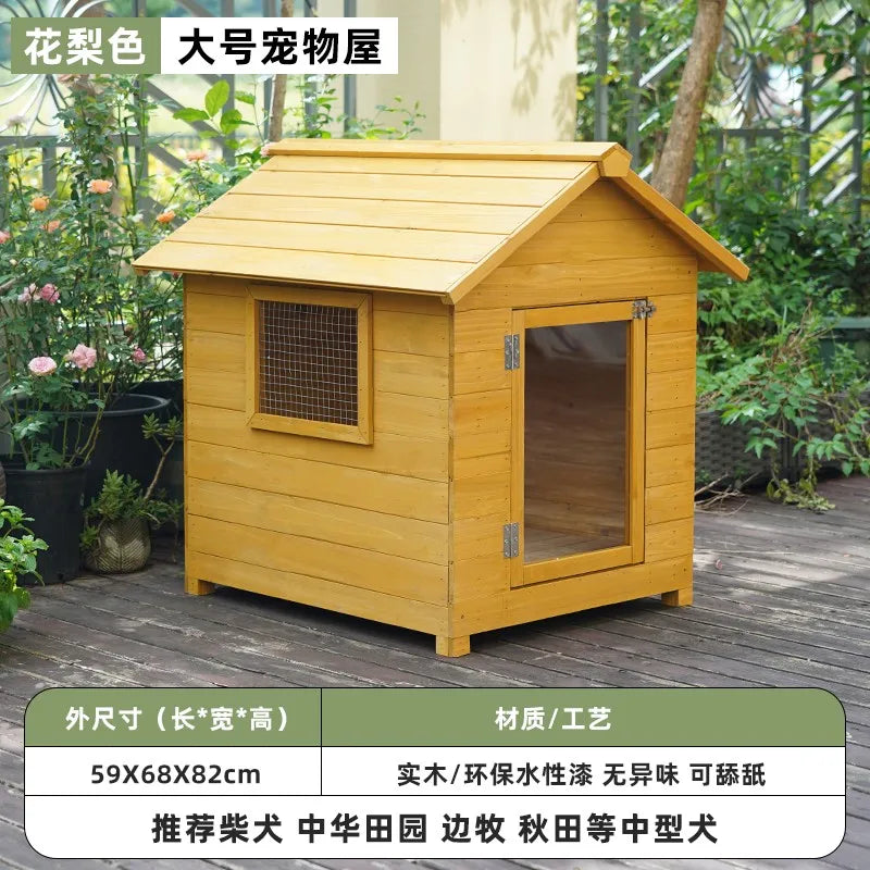 the GOOD DOG DOGHOUSE - Large Dog Kennel, Outdoor Semi-Enclosed Kennel, Winter Outdoor Doghouse, Rainproof and Cold-Proof Luxury Dog Villa