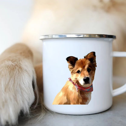 Original Mugs Coffee Cups to Sublimate Cute Dog Printed Enamel Coffee Tea Mugs Office Home Party Beer Drink Cola Cups Travel Cup