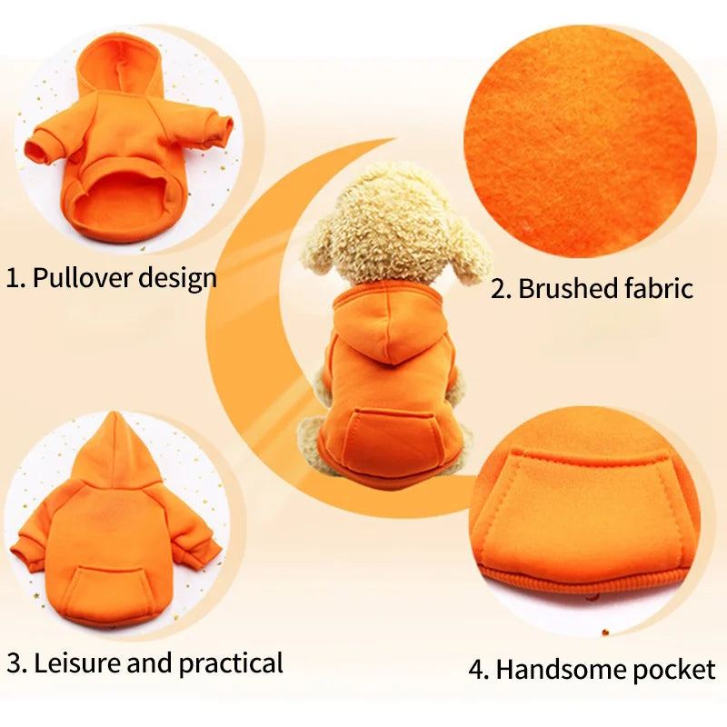 Dog Hoodie with Pockets - Warm Fleece Sweater for Small Dogs Like Chihuahuas (Cozy Coat, Machine Washable, Outdoor & Indoor Use)