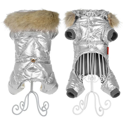 Winter Warm Dog Overalls Waterproof Removable Hooded Jacket Puppy Chihuahua Jumpsuits French Bulldog Coat Pet Clothing Costume