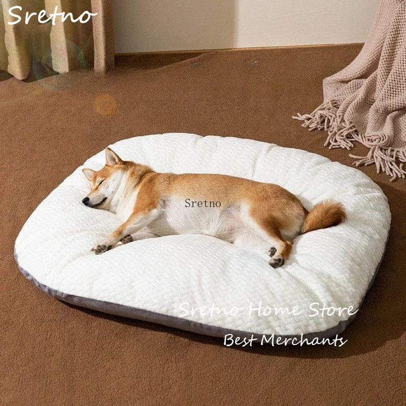 SRETNO Oval Shape Dog Beds Thicken Soft Cushion Removable Washable Dog Mat Winter Kennel Floor Cat Bed Pet Sleeping Mats chien