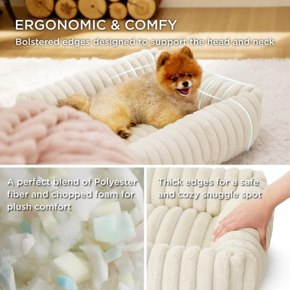 Luxury Warm Bed for A Small Dog W/ Armrest Cat Nest Pet Plush Kitten Winter Sofa Puppy Bed Detachable Washed for Cat Accessories