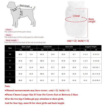 Winter Warm Dog Jacket Sweater For Small Medium Dogs Cats Reversible Fleece Puppy Pedded Clothes Coat Chihuahua Yorkie Costume