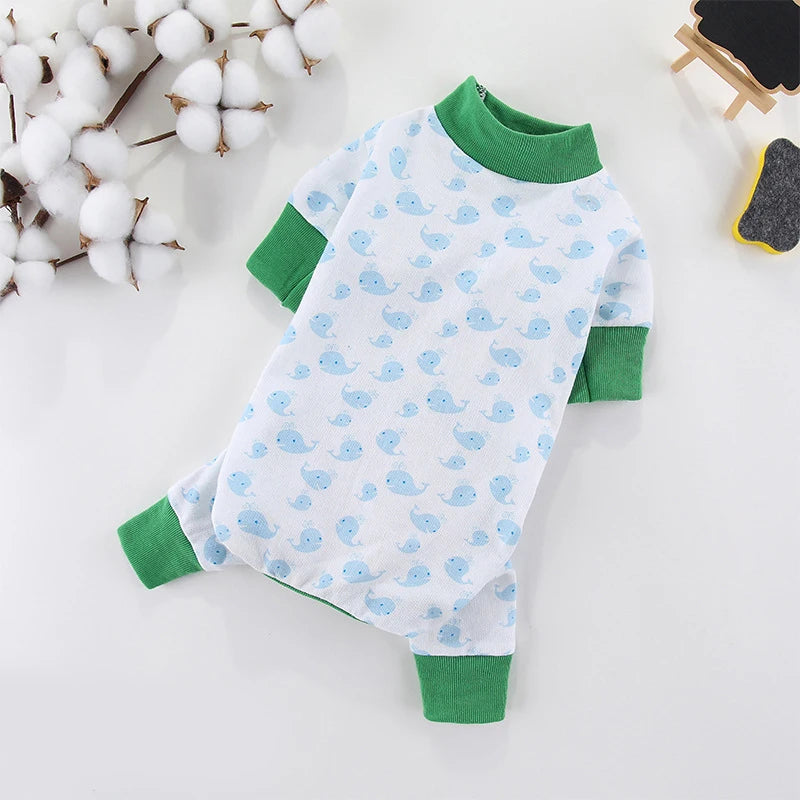 Pet Dog Clothes for Small Dogs Fashion Dog Jumpsuits Cute Print Puppy Pajamas Soft Cotton Pet Cat Jumpsuits Chihuahua Clothes