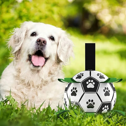 Dog Toys Soccer Ball with Straps Interactive Dog Toy for Tug of War Puppy Durable Ball Toys for Medium Large Dogs Pet Supplies