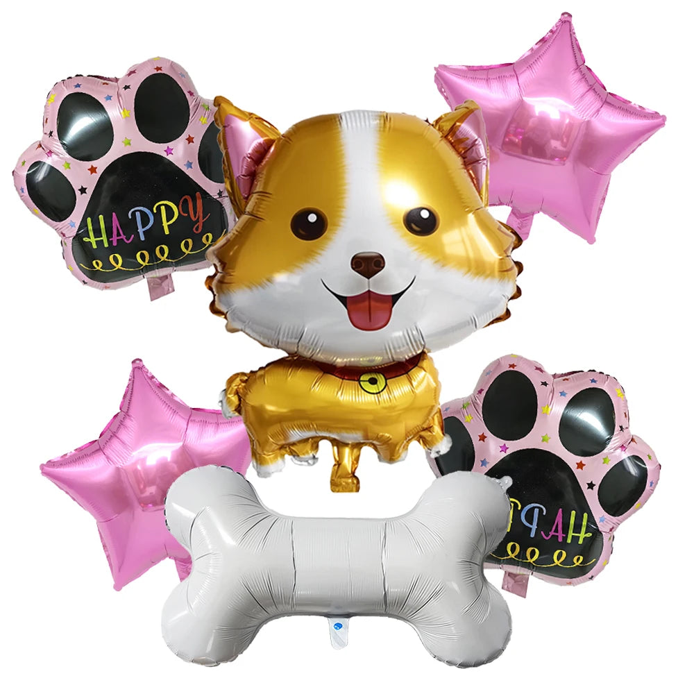 Dog Balloon Corgi Husky Puppy Foil Balloon Dog Paw Ballon Paw Print Balloons Dog Balloon for Puppy Birthday Decorations Supplies