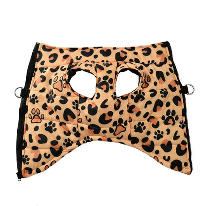Dog Jacket Warm Winter Pet Clothes For Small Medium Dogs Cats Leopard Print Chihuahua Yorkie Vest Coat With D-ring Puppy Costume