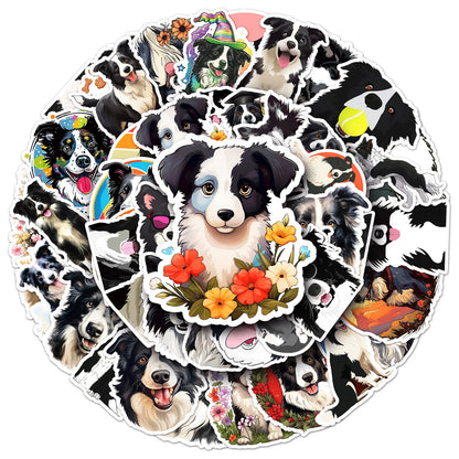 10/30/50PCS Cute Border Collie Animals Sticker Kawaii Dog Cartoon Stickers for Kid Travel Luggage Scrapbooking Graffiti Decals