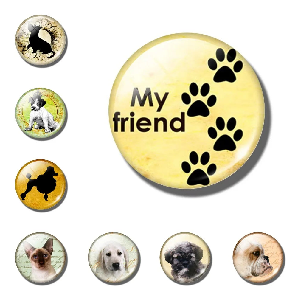 Yellow Brown Dachshund 30MM Fridge Magnet Handmade Weiner Dog Glass DomeRefrigerator Magnets Sticker Cute Animals Kitchen Decor