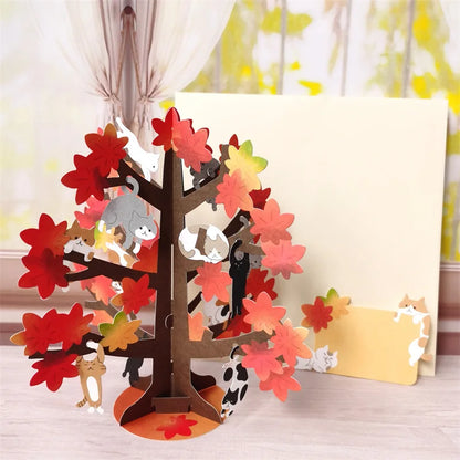 Dog Cat 3D Greeting Card Japan Creative Decoration Card Carton Cat Birthday Gift Girlfriend ins Cute Blessing Card