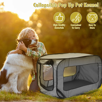Dog Carriers Travel Crate Large Foldable Pop Open Kennel Portable Outdoor Cat Bag Animal Pet Bed Tent Crates Cage House
