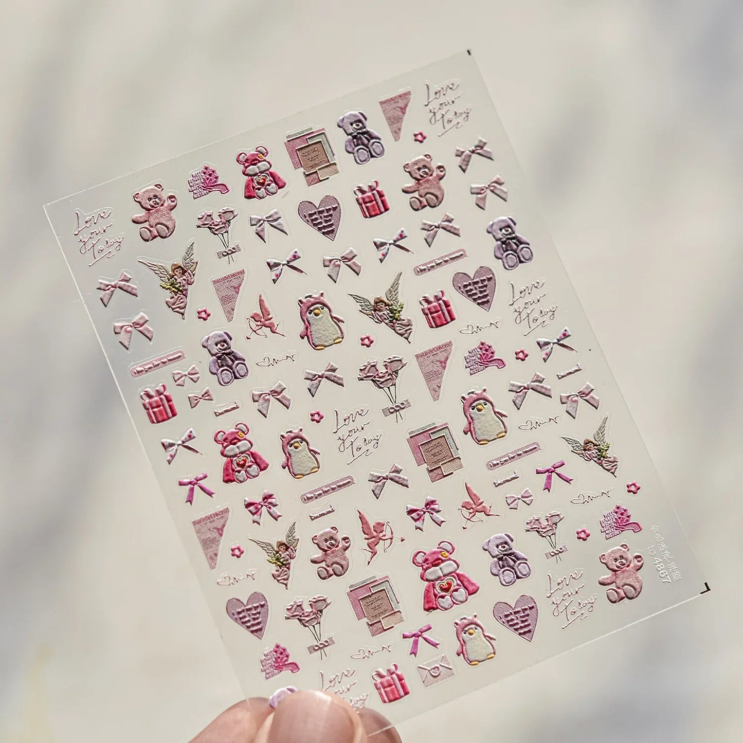 Graffiti Cat Claw Rabbit Bunny Bear Dog Flower Lovely Animal Fruit Dim Sum Candy Sunflower Adhesive 5D Nail Art Stickers Decal