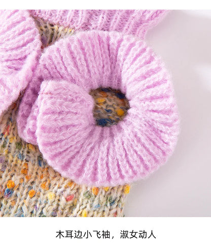 Autumn and Winter Pet Dot Little Flower Sweater Comfortable Warm Dog Clothes Teddy Cat Clothing Puppy Clothes for Small Dogs