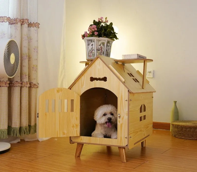 Indoor Dog House Bed Door Small Medium Cat Dog Kennel Outdoor Comfortable Puppy House Inside with Vents Pets Cage Supplies