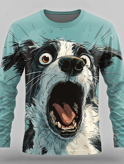 the FURRY FRIEND - Vintage Long Sleeve T-Shirts, Funny Dog 3D Print Streetwear Loose Men/Women/Unisex Round Neck Harajuku Oversized T-Shirt Clothes