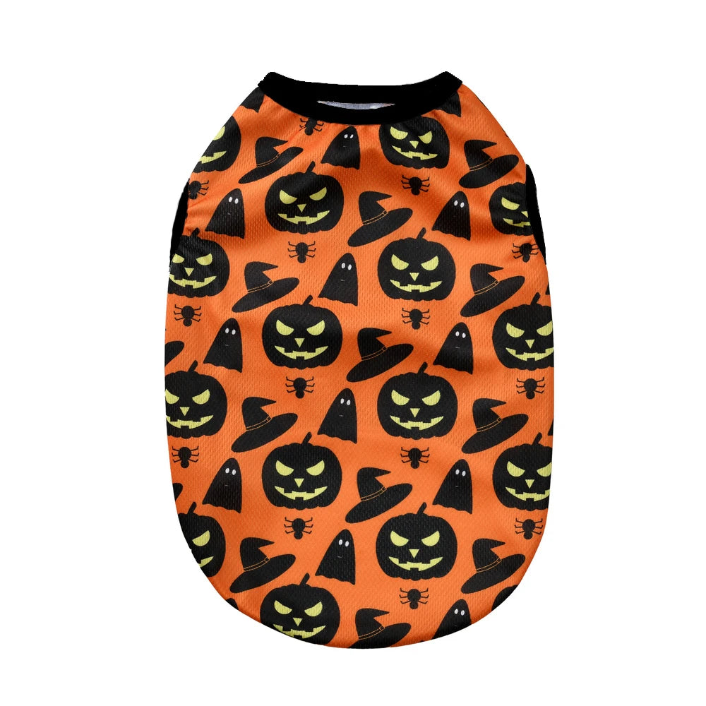 Dog Clothes For Small Medium Dogs Cats Halloween Pumpkin Paw Print Puppy Vest Coat Chihuahua Yorkies Costumes Pet Party Clothing